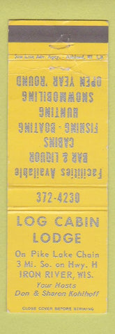 Matchbook Cover - Log Cabin Lodge Iron River WI WORN