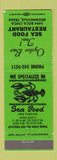 Matchbook Cover - Oyster Bay Too Seafood Brownsville TX