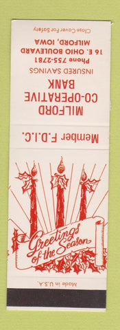 Matchbook Cover - Milford COOP Bank Milford IA Christmas SAMPLE