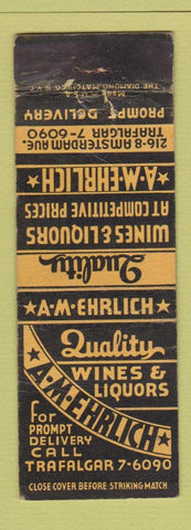 Matchbook Cover - Amerhrlich Liquor  WEAR