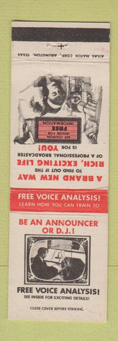 Matchbook Cover - Be An Announcer or DJ Training Careers Milwaukee WI