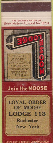 Matchbook Cover - Matchbook Cover Moose Lodge Rochester NY