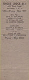 Matchbook Cover - Matchbook Cover Moose Lodge Rochester NY