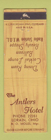 Matchbook Cover - Antlers Hotel Lorain OH WEAR