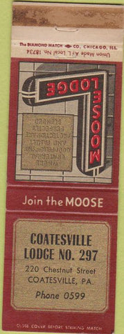 Matchbook Cover - Matchbook Cover Moose Lodge Coatesville PA WEAR
