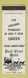 Matchbook Cover - Park Crest Motel Monterey CA