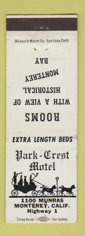 Matchbook Cover - Park Crest Motel Monterey CA