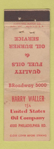 Matchbook Cover - Harry Waller United States Oil WORN