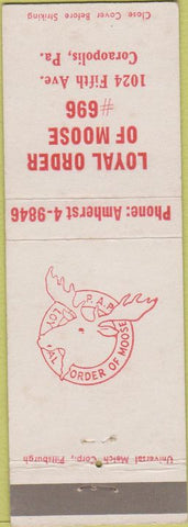 Matchbook Cover - Matchbook Cover Moose Lodge Coraopolis PA