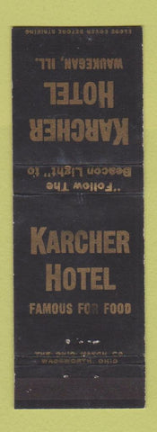 Matchbook Cover - Karcher Hotel Waukegan IL