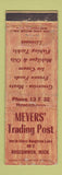 Matchbook Cover - Meyers' Trading Post Roscommon MI Mobil oil gas WORN