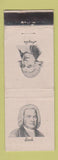 Matchbook Cover - Composers Bach Haydn WORN Diamond Colgate