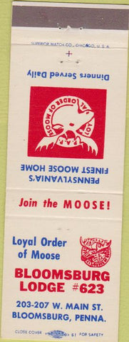 Matchbook Cover - Matchbook Cover Moose Lodge Bloomsburg PA