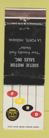 Matchbook Cover - Soetje Motors Ford La Porte IN WEAR