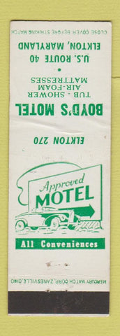 Matchbook Cover - Boyd's Motel Elkton MD WORN
