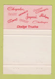 Matchbook Cover - Chrysler Dewey Smith Dunnville ON 40 Strike