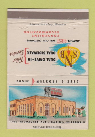 Matchbook Cover - North Side Bank Racine WI WEAR 40 Strike