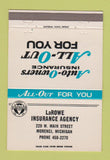 Matchbook Cover - LaRowe Insurance Agency Morenci MI 40 Strike