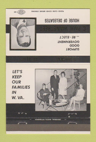 Matchbook Cover - C Paul Wanstreet House of Delgates WV 40 Strike