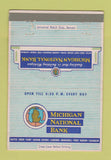 Matchbook Cover - Michigan National Bank Battle Creek Flint Lansing MI 40 Strike