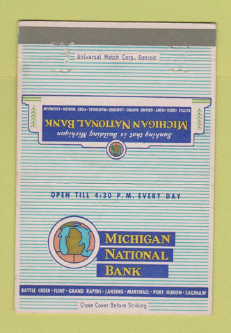 Matchbook Cover - Michigan National Bank Battle Creek Flint Lansing MI 40 Strike