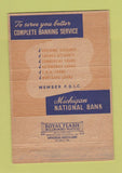 Matchbook Cover - Michigan National Bank Battle Creek Flint Lansing MI 40 Strike