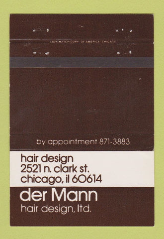 Matchbook Cover - Der Mann Hair Salon Chicago IL 40 Strike