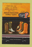 Matchbook Cover - Justin Cowboy Boots Hard Times Goliad TX 40 Strike