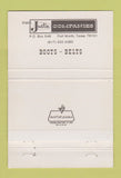 Matchbook Cover - Justin Cowboy Boots Hard Times Goliad TX 40 Strike