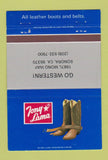 Matchbook Cover - Tony Lama Cowboy Boots Sonora CA 40 Strike