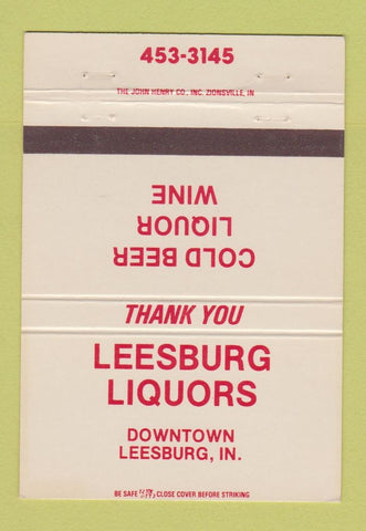 Matchbook Cover - Leesburg Liquors Leesburg IN 40 Strike