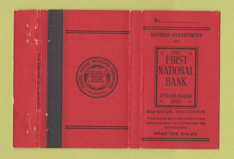 Matchbook Cover - First National Bank Superior WI 40 Strike