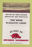 Matchbook Cover - Joint Clutch Gear Little Rock AR Razorbacks  40 Strike