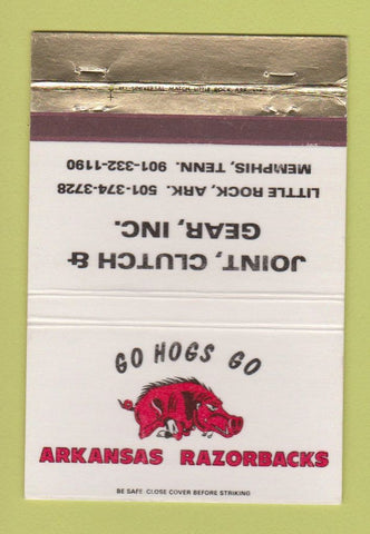 Matchbook Cover - Joint Clutch Gear Little Rock AR Razorbacks  40 Strike