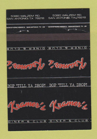 Matchbook Cover - Kramer's Diners Club San Antonio TX DOUBLE PRINT 40 Strike