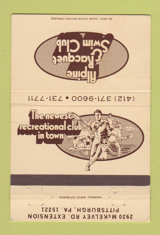 Matchbook Cover - Alpine Racquet Swim Club Pittsburgh PA 40 Strike