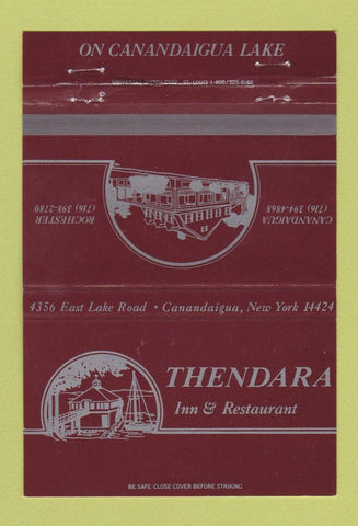 Matchbook Cover - Thendara Inn Restaurant Canandaigua Rochester NY 40 Strike