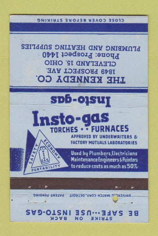 Matchbook Cover - Insto Gas Kennedy Cleveland OH Plumbing Heating 40 Strike