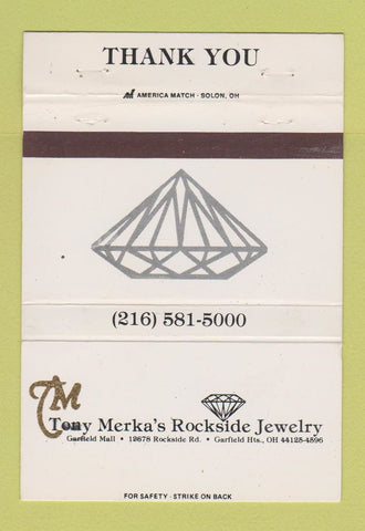 Matchbook Cover - Tony Merka's Rockside Jewelry Garfield Heights OH 40 Strike