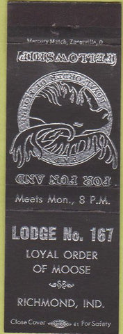 Matchbook Cover - Matchbook Cover Moose Lodge Richmond IN black