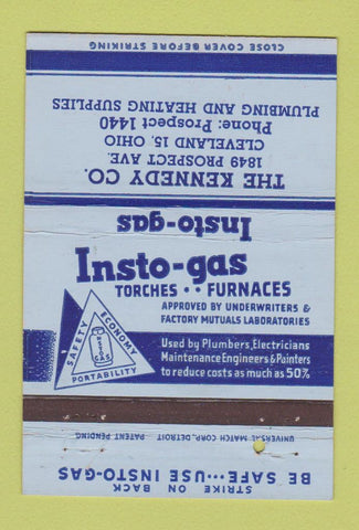 Matchbook Cover - Insto Gas Kennedy Cleveland OH Plumbing Heating 40 Strike