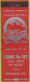 Matchbook Cover - Matchbook Cover Moose Lodge Richmond IN red