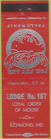 Matchbook Cover - Matchbook Cover Moose Lodge Richmond IN red