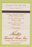 Matchbook Cover - Kutis Funeral Home St Louis MO 40 Strike