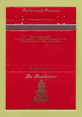 Matchbook Cover - La Fontaine Restaurant French Bay Harbor Islands FL 40 Strike