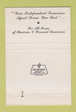Matchbook Cover - Transamerica Insurance Watson's Doylestown PA 40 Strike