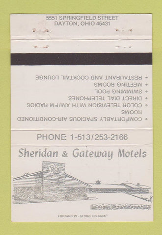 Matchbook Cover - Sheridan Gateway Motels Dayton OH 40 Strike