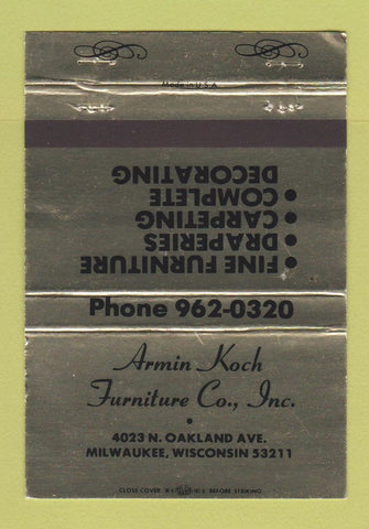 Matchbook Cover - Armin Koch Furniture Milwaukee WI 40 Strike