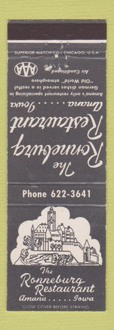 Matchbook Cover - Ronneburg Restaurant Amana IA