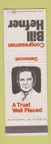 Matchbook Cover - Bill Hefner Congress NC North Carolina